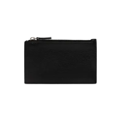 BALENCIAGA Essential Zipped Coin and Card Holder Grained Calfskin "Black"
