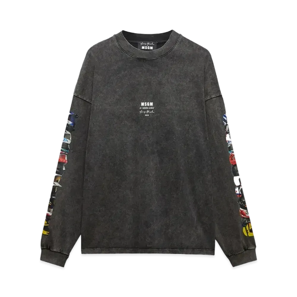 MSGM T-Shirt With If I Were A Boy Print "Gray"