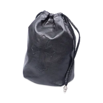 Chrome Hearts Cross Patch Leather Drawstring Leather Sack "Black"