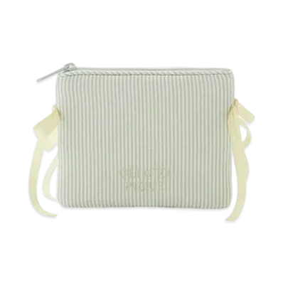 GELATO PIQUE Striped Ribbon Tissue Pouch "Green"