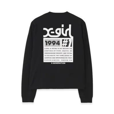 X-Girl Women's Number One Box Logo L/S Tee "Black"