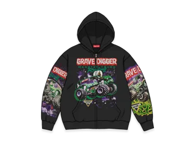 Supreme Grave Digger Zip Up Hooded Sweatshirt "Black"