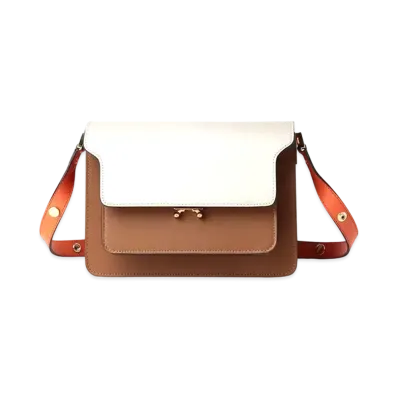 Marni TRUNK Bag in Smooth Calf "White/Brown/Orange"