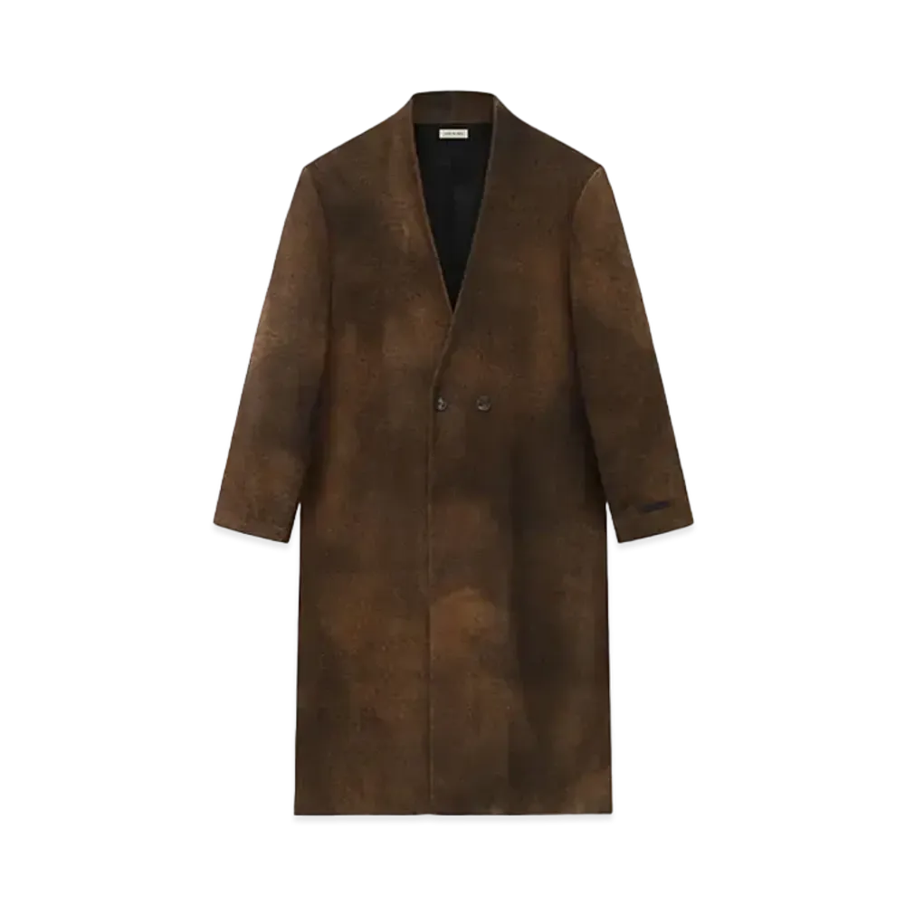FEAR OF GOD ESSENTIALS Leather Lapelless Coat "Mocha"