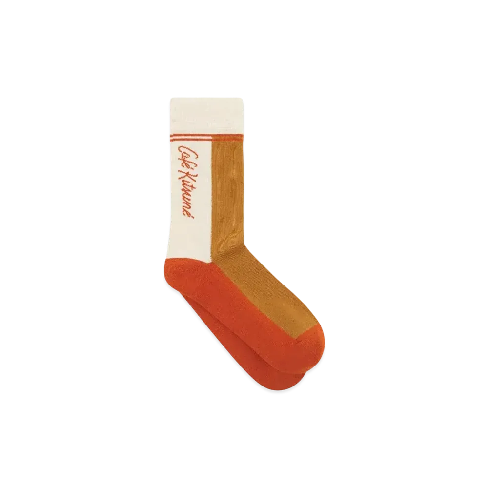 Maison Kitsune Cafe Kitsune Color Block Socks "Biscuit/Maple Syrup"