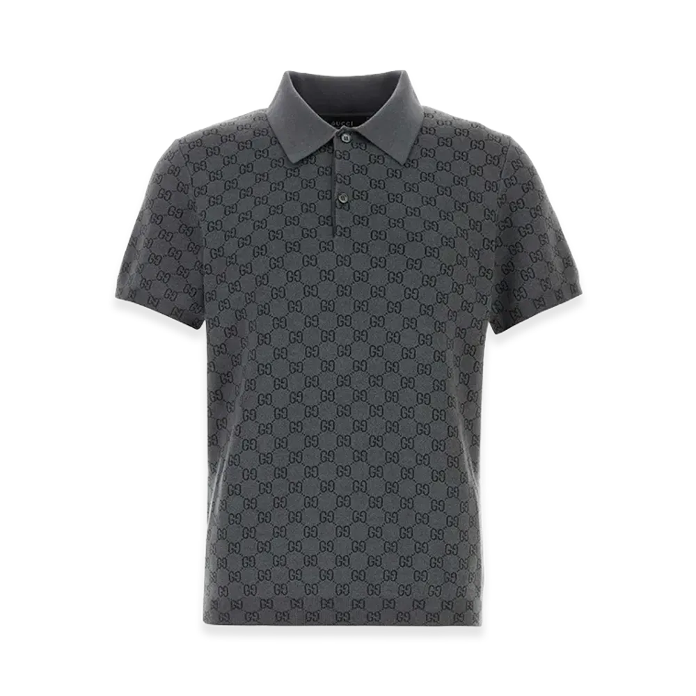 GUCCI GG Knit Polo Shirt "Black/Gray"