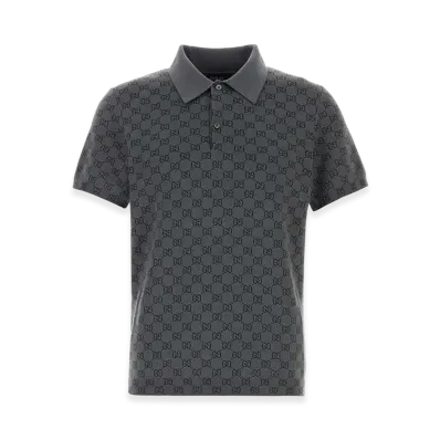 GUCCI GG Knit Polo Shirt "Black/Gray"