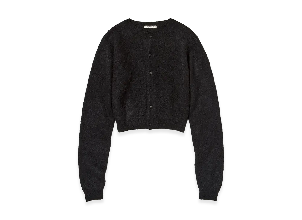 Riprap BABY ALPACA カーディガン ブラック 黒 L AURALEE Women's Garment-Dyed Baby Alpaca Fur Knit Crew-Neck
