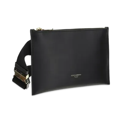 Dolce&Gabbana Mon-Reale Waist Pouch Large Calfskin Brand Logo "Black"