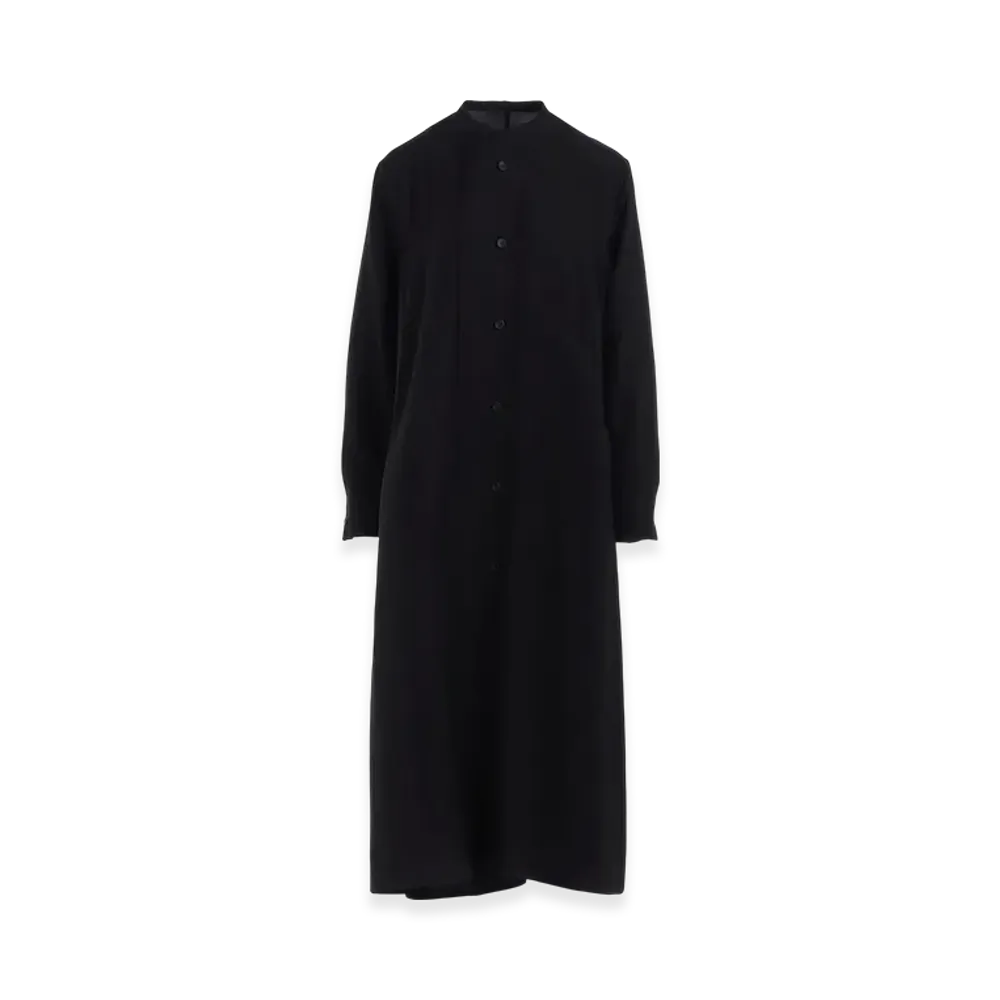 Yohji Yamamoto Cu/W High Twisted Gabardine Rb Draped Dress "Black"