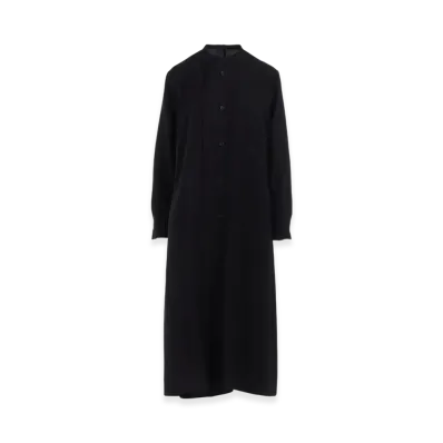 Yohji Yamamoto Cu/W High Twisted Gabardine Rb Draped Dress "Black"