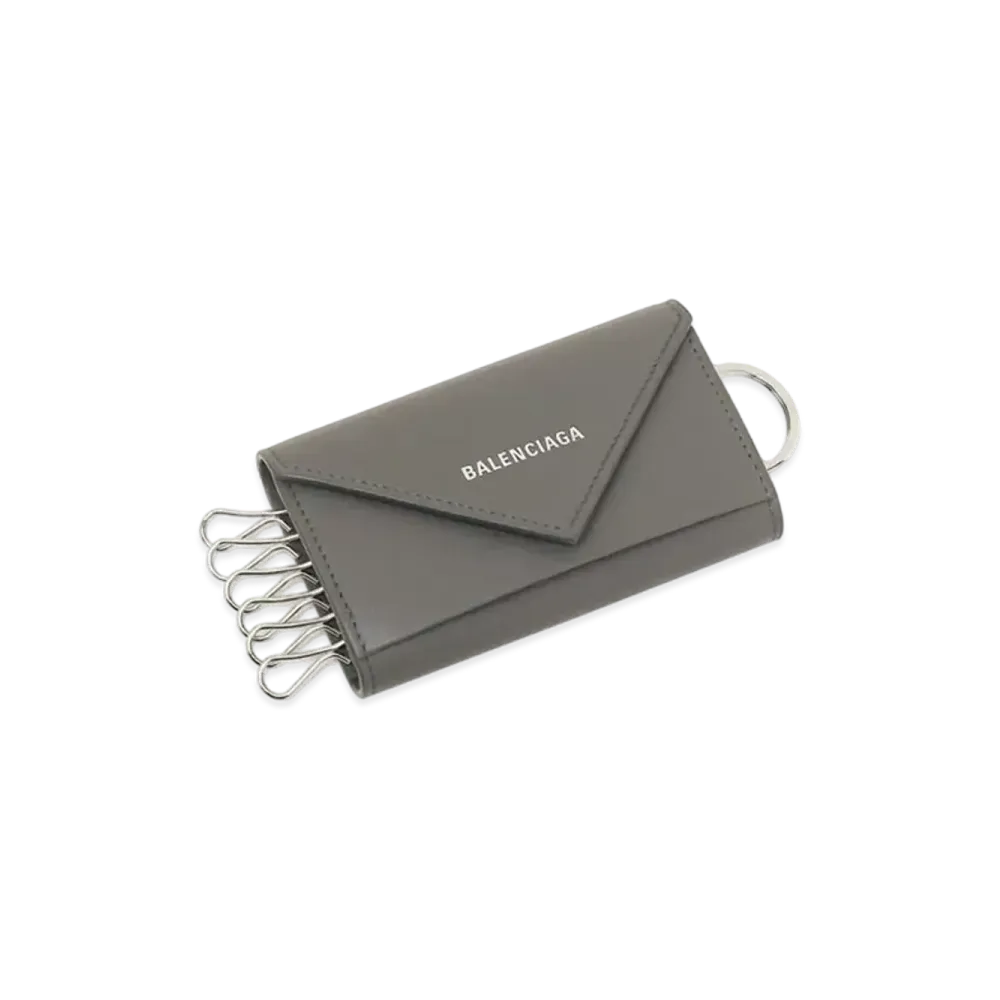 BALENCIAGA Papier Key Case "Gris Acier Fonce"