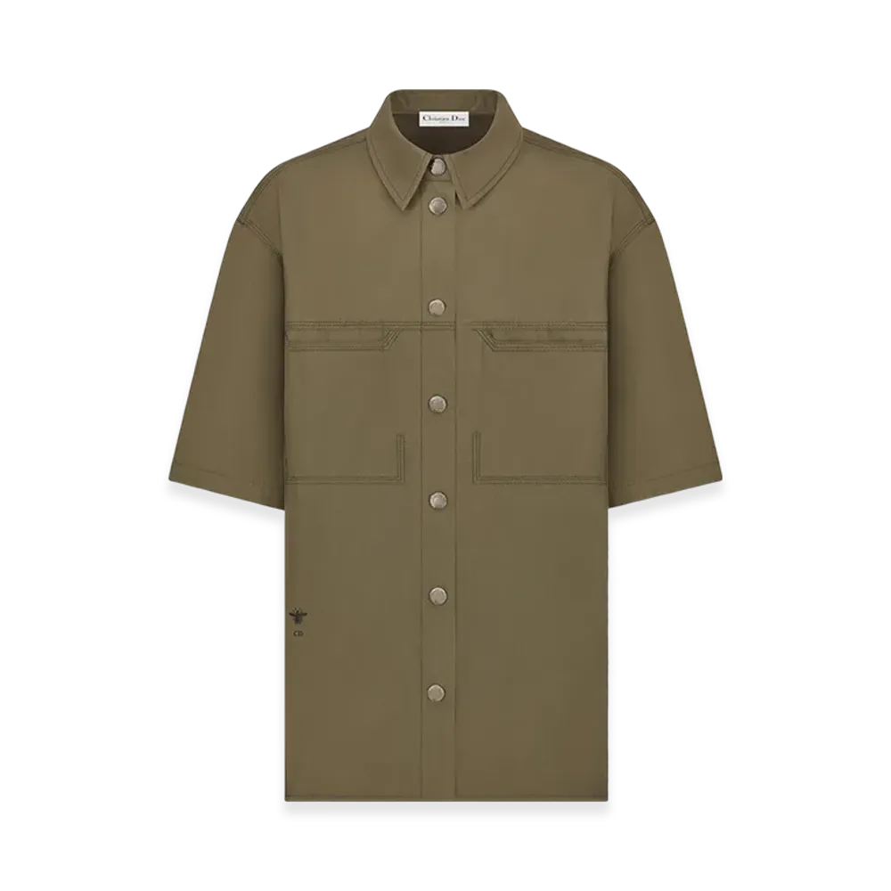 Dior Women's Short-Sleeved Blouse Gabardine "Khaki"