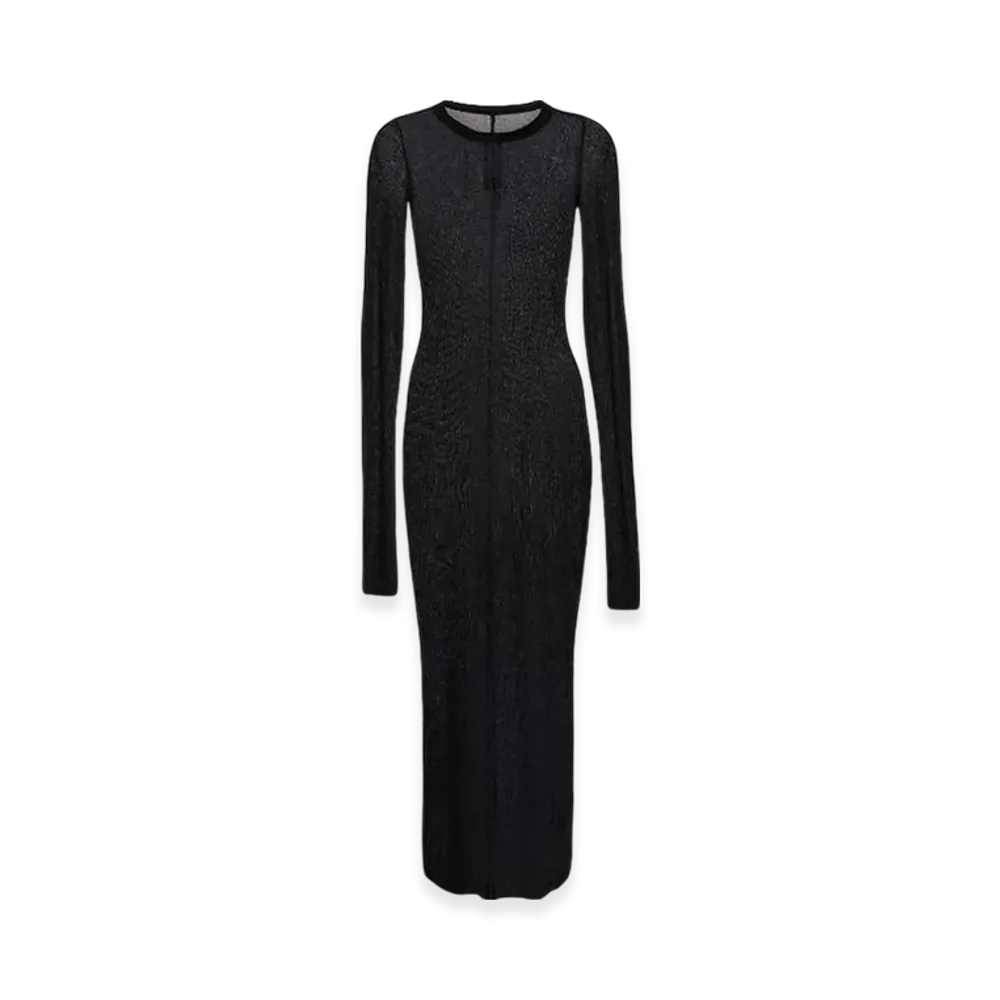 Rick Owens Porterville L/S Dress In Viscose Silk Rib Jersey "Black"