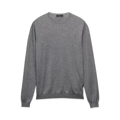 PRADA Men's Cashmere and Silk Crew-Neck Sweater "Gray"