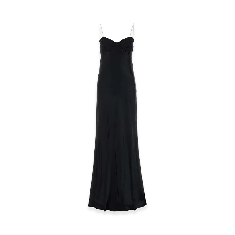MIU MIU Women's Stain Long Dress "Black"