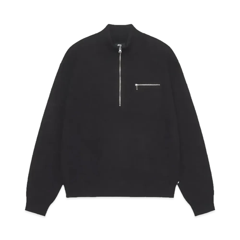 Stussy Half Zip Mock Neck Sweater "Black"