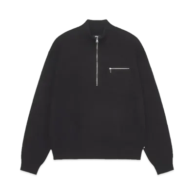 Stussy Half Zip Mock Neck Sweater "Black"