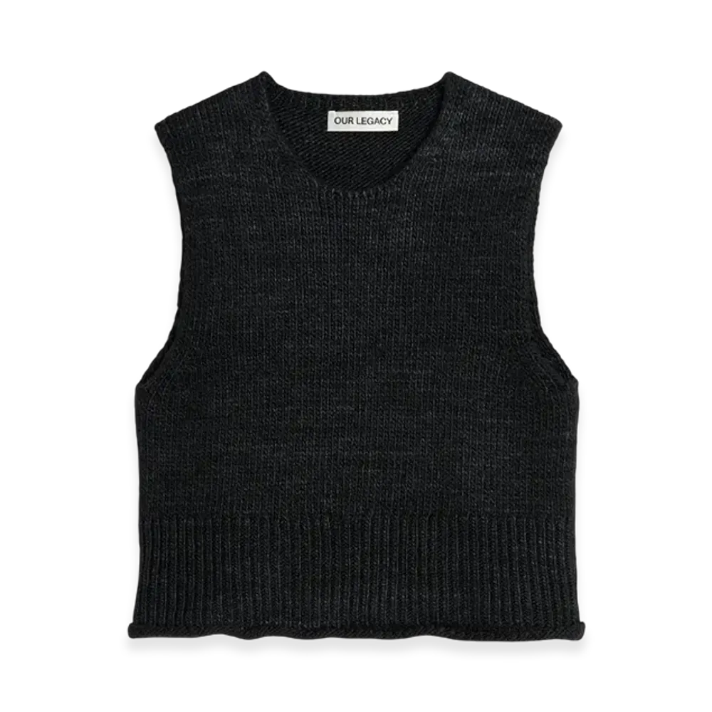 OUR LEGACY Pleaser Tank "Rich Black Rustic Wool Silk"