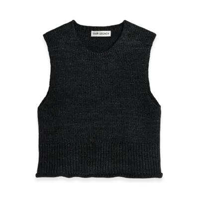 OUR LEGACY Pleaser Tank "Rich Black Rustic Wool Silk"