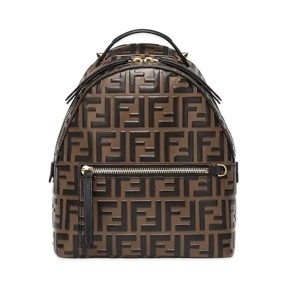 FENDI Mini Backpack Leather FF Backpack "Brown"
