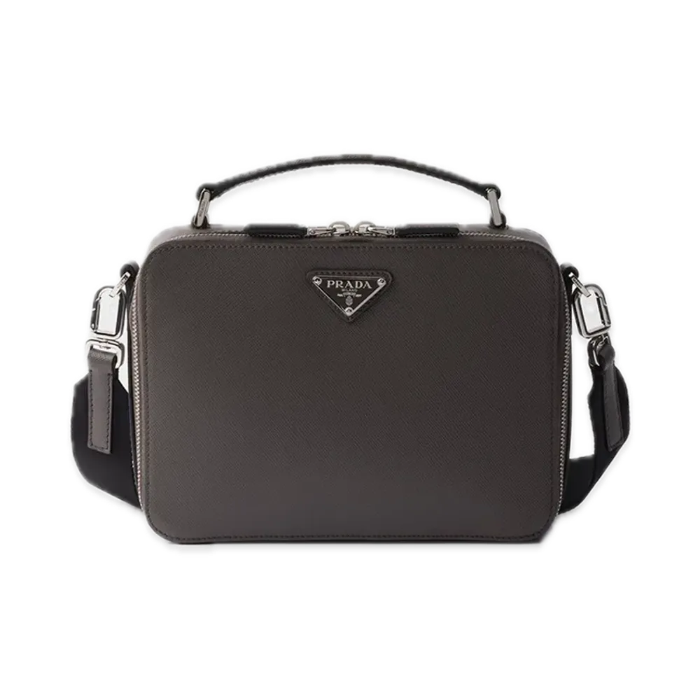 PRADA Brique Saffiano Leather Bag "Gray"