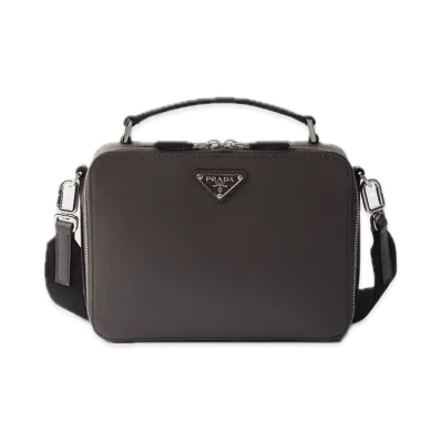 PRADA Brique Saffiano Leather Bag "Gray"