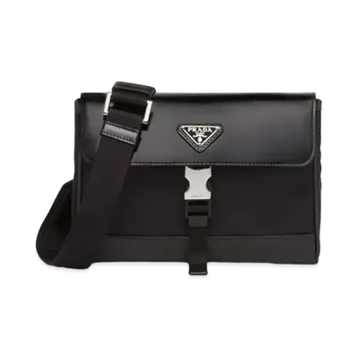 PRADA Re-Nylon And Leather Shoulder Bag "Black"
