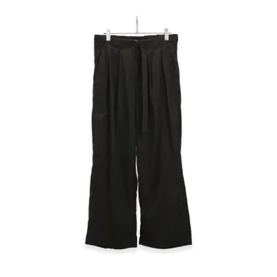 ANCELLM Linen Poplin Belt-Less Slacks "Black"