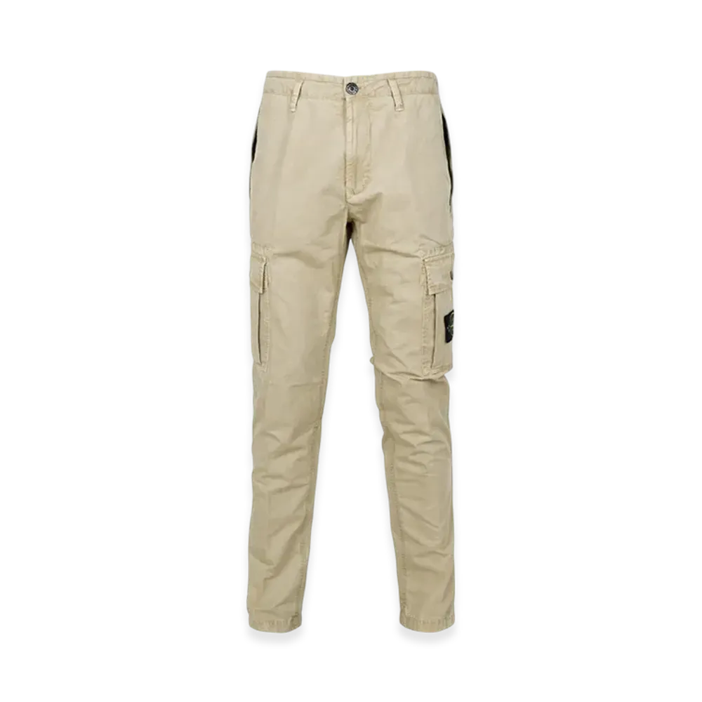 Stone Island 303WA Brushed Cotton Canvas Garment Dyed Cargo Pants - 22SS "Beige"