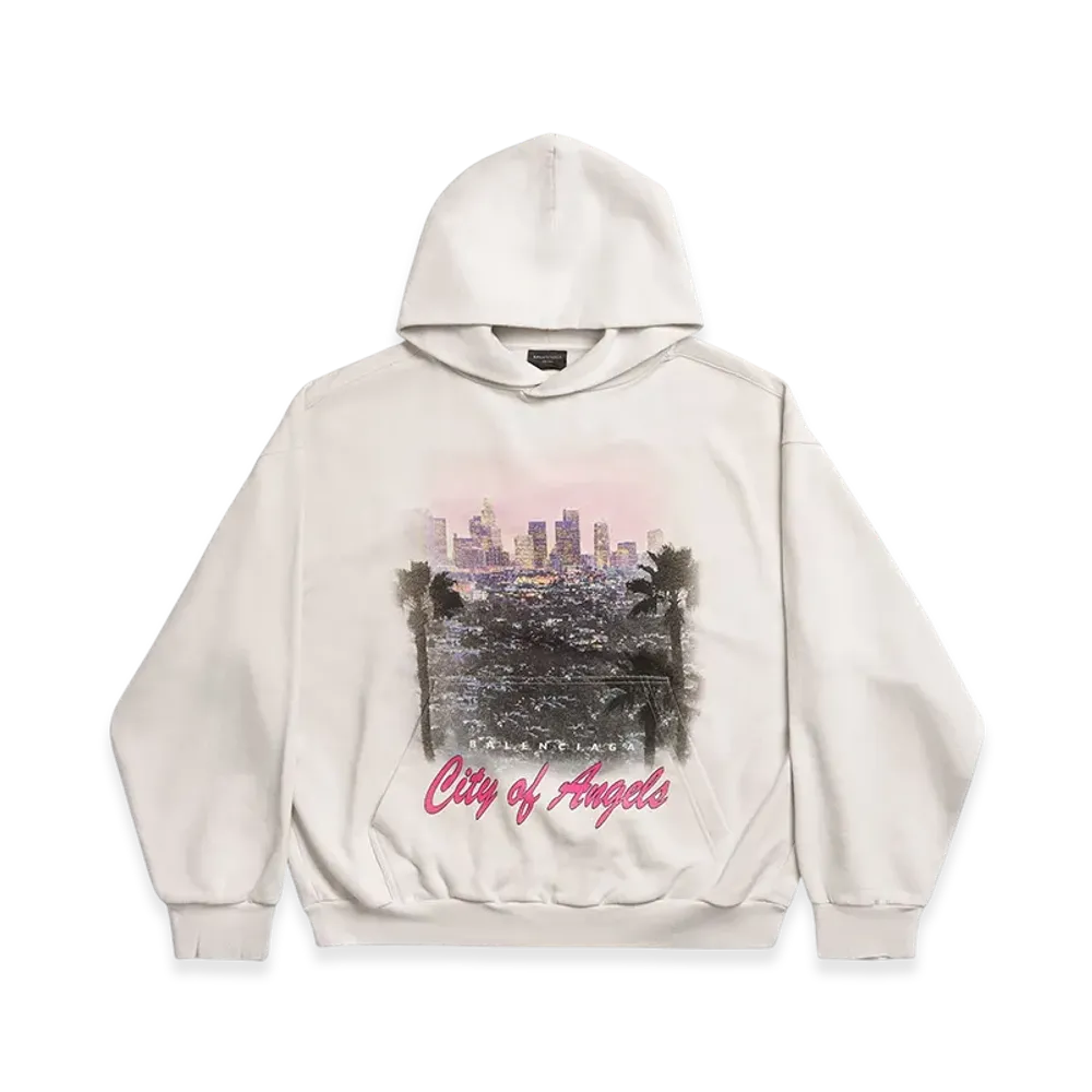 BALENCIAGA City Of Angels Hoodie Medium Fit "Dirty Effect White"