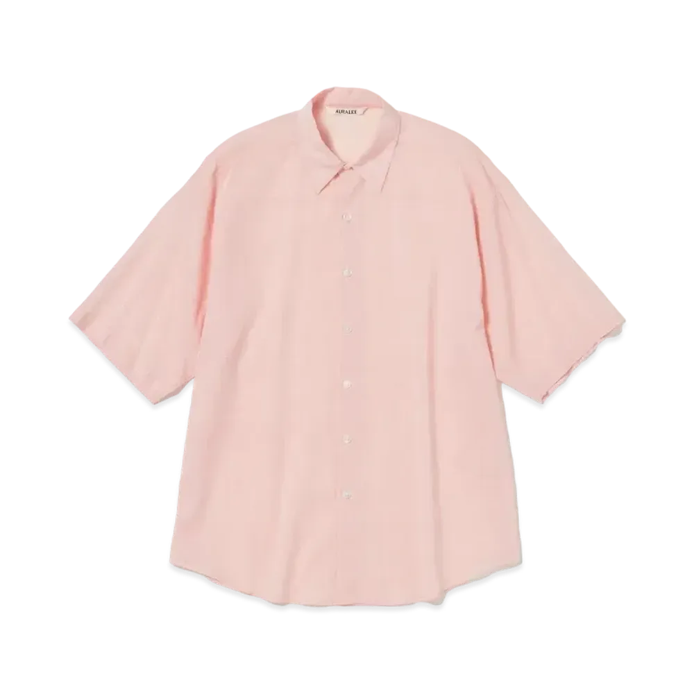 AURALEE Hard Twist Finx Organdy Half Sleeved Shirt "Light Pink"