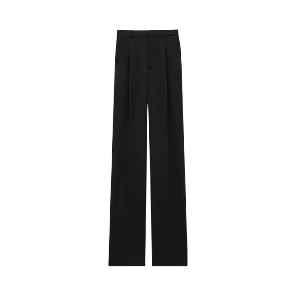 Saint Laurent Women's Pants in Grain de Poudre "Black"