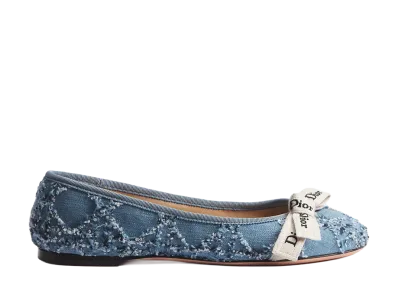 Dior Women's J'Adior Ballerina Cannage Cotton Boucle "Blue"