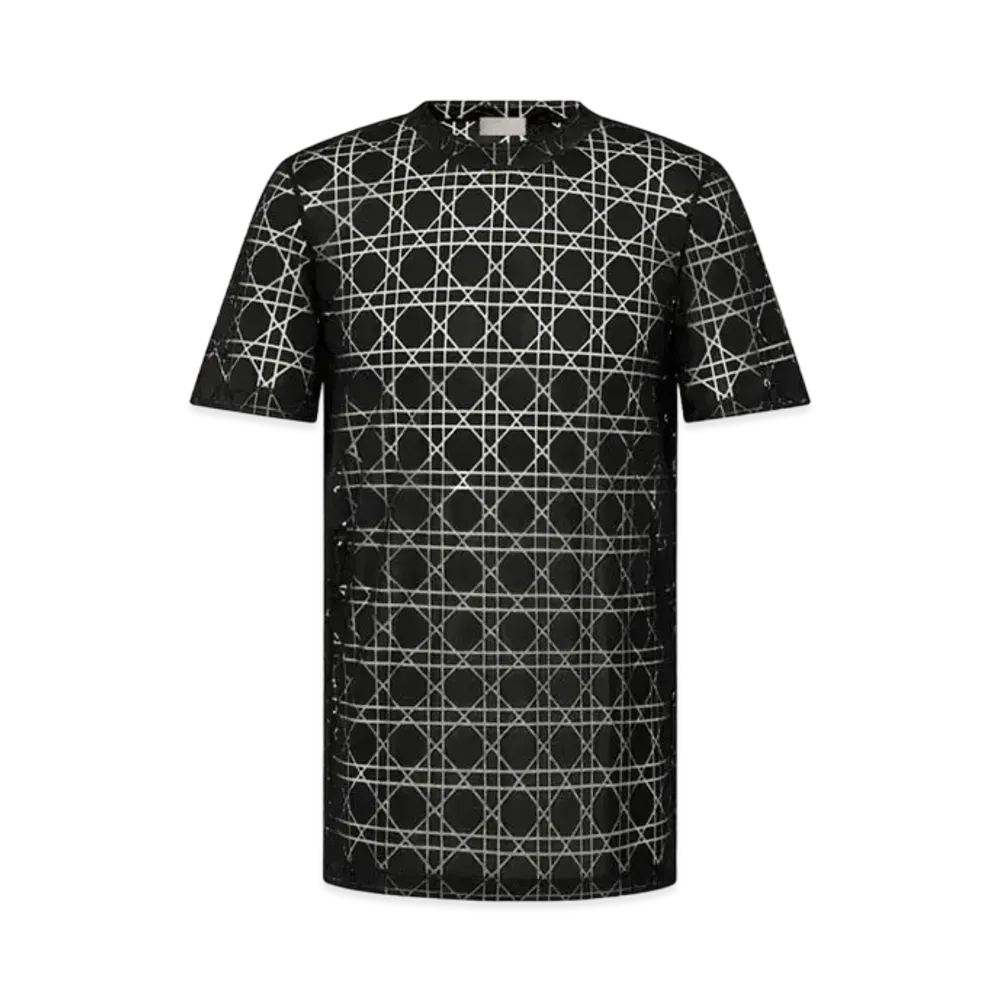 Dior Cannage T-Shirt Devore-Effect Fabric "Black"