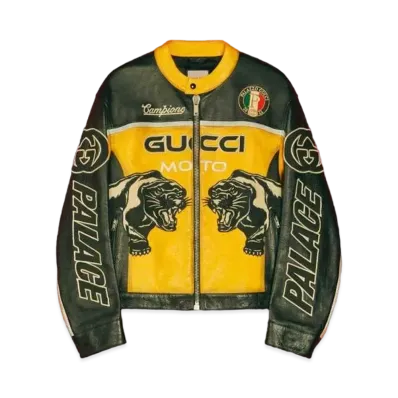 PALACE GUCCI Leather Jacket With Embroideries And Patches "Multi"