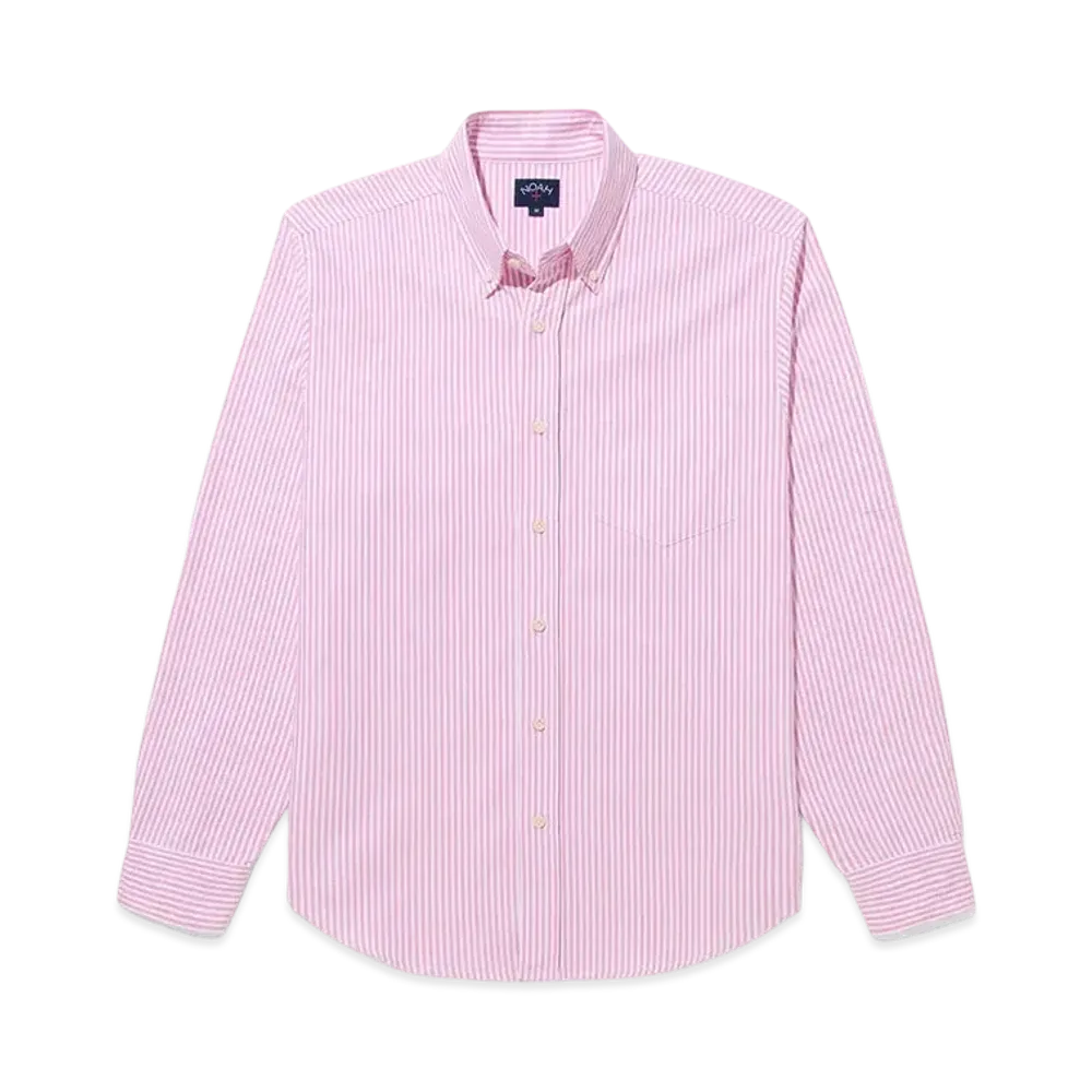 Noah Striped Oxford Shirt "White/Coral"