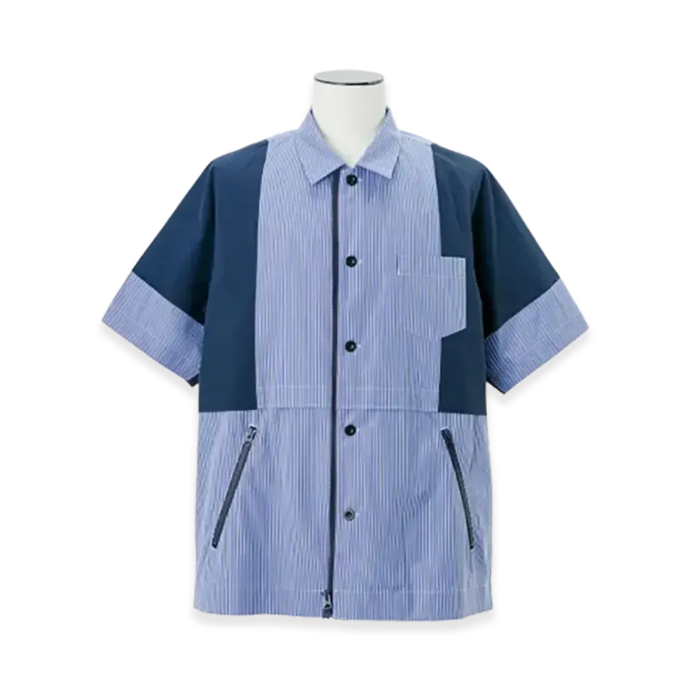 sacai Poplin x Taslan Nylon Shirt "Blue Stripe/Navy"