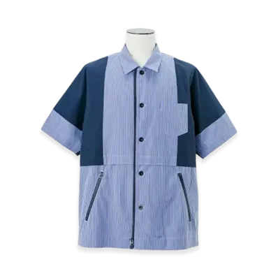 sacai Poplin x Taslan Nylon Shirt "Blue Stripe/Navy"