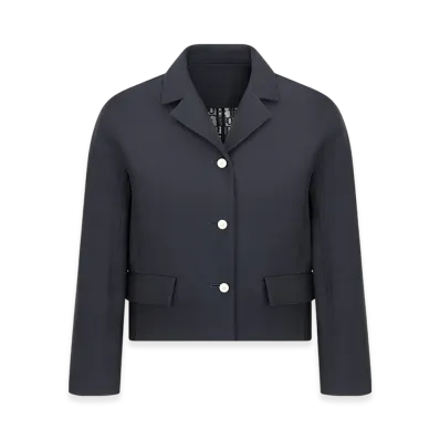 Dior Women's Cropped Jacket Silk Wool Twill "Navy Blue"