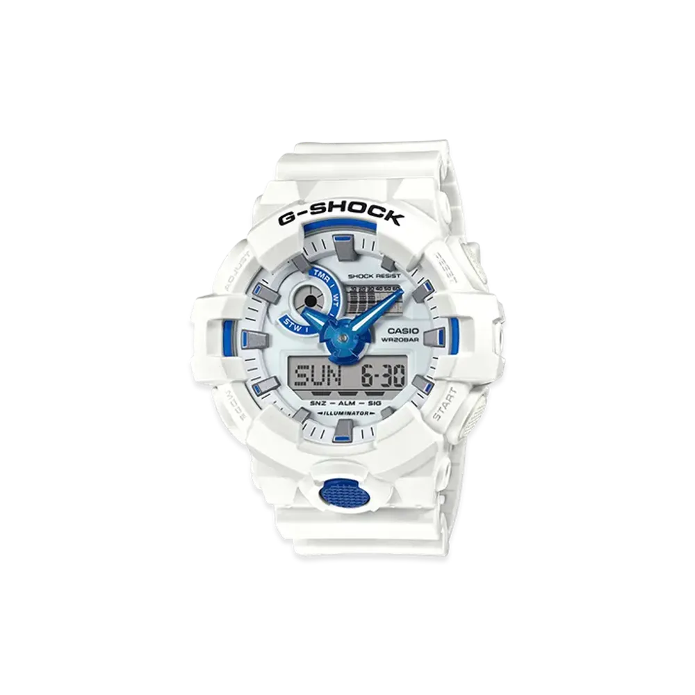 Casio G-Shock GA-700 Hidden Glow Series Analog-Digital M Watch "White/Blue"