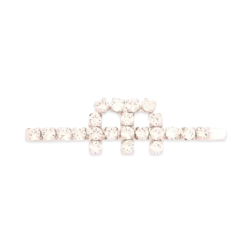 MIU MIU Crystal Hair Clip "Light Gray/White/Crystal"
