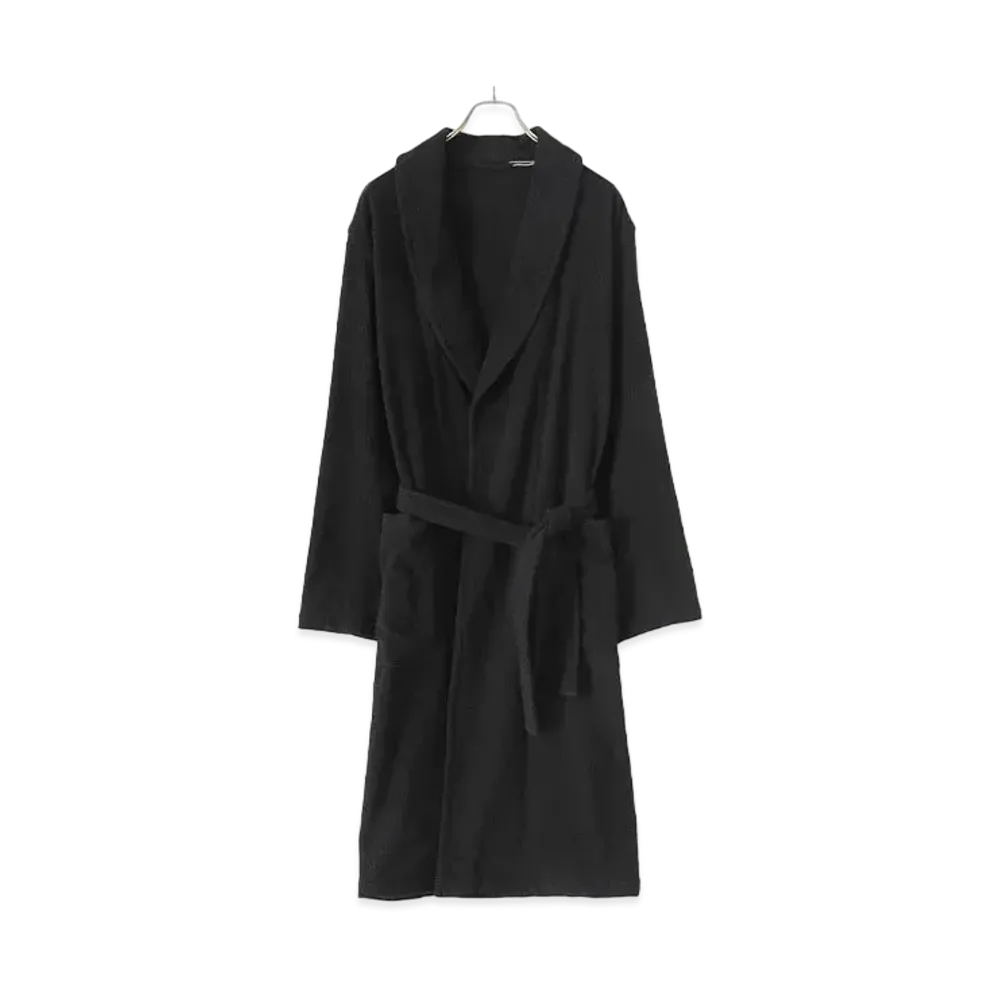COMOLI Silk Pile Robe Coat "Black"