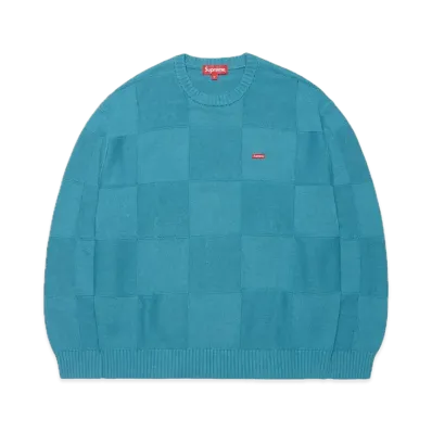 Supreme Tonal Checkerboard Small Box Sweater "Teal"
