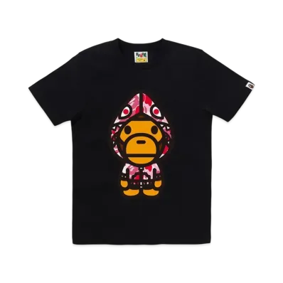 A BATHING APE Abc Camo Shark Hoodie Milo Tee "Black/Pink"