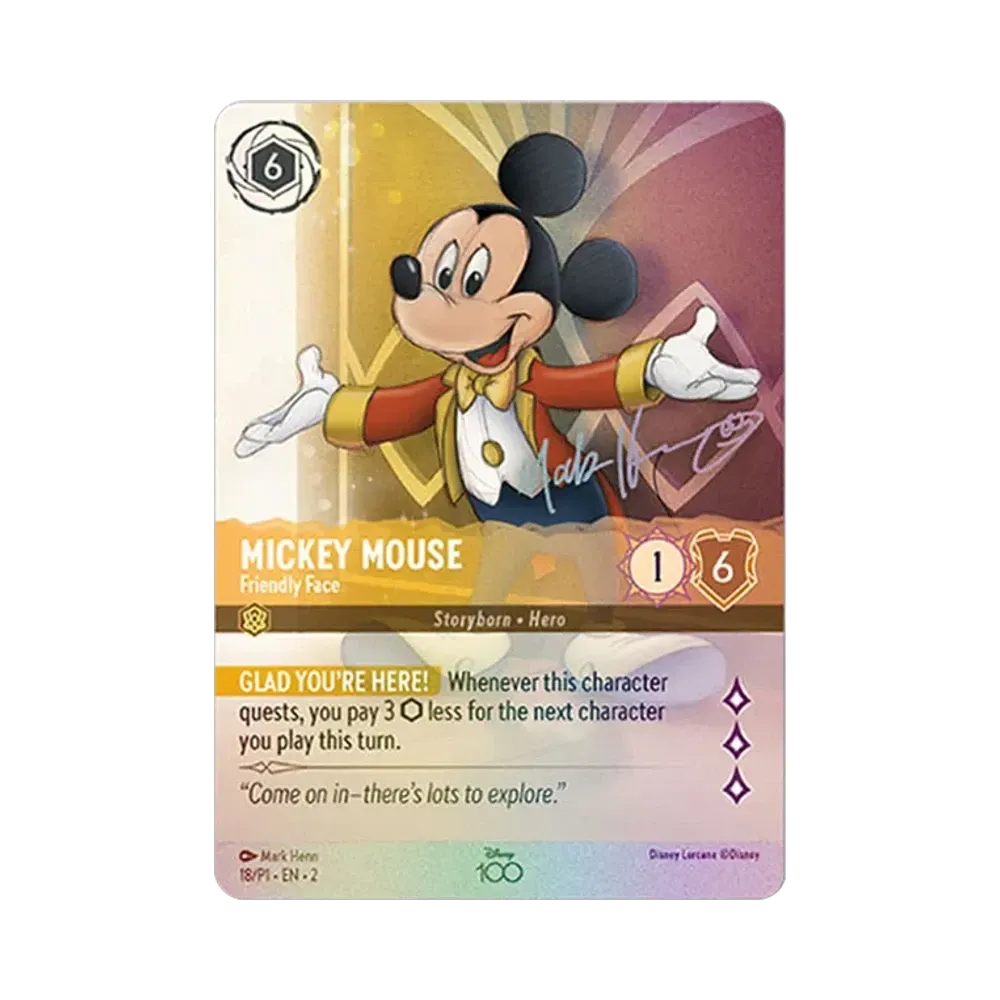 Mickey Mouse - Friendly Face(Alternate Art) P [18/P1•EN•2](Promotional Card "DISNEY 100 Promos(D100)") [English Ver.]