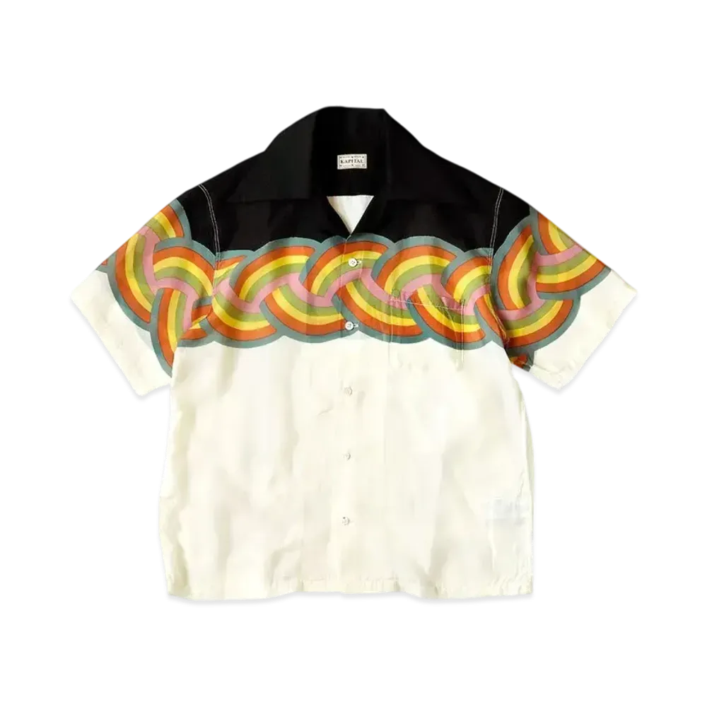 KAPITAL Silk Rayon Rainbow Langle Color Aloha Shirt "Black Kinari"