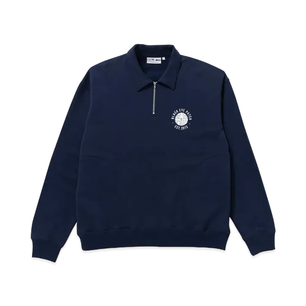 BlackEyePatch KAMON HALF ZIP CREW SWEAT "Navy"