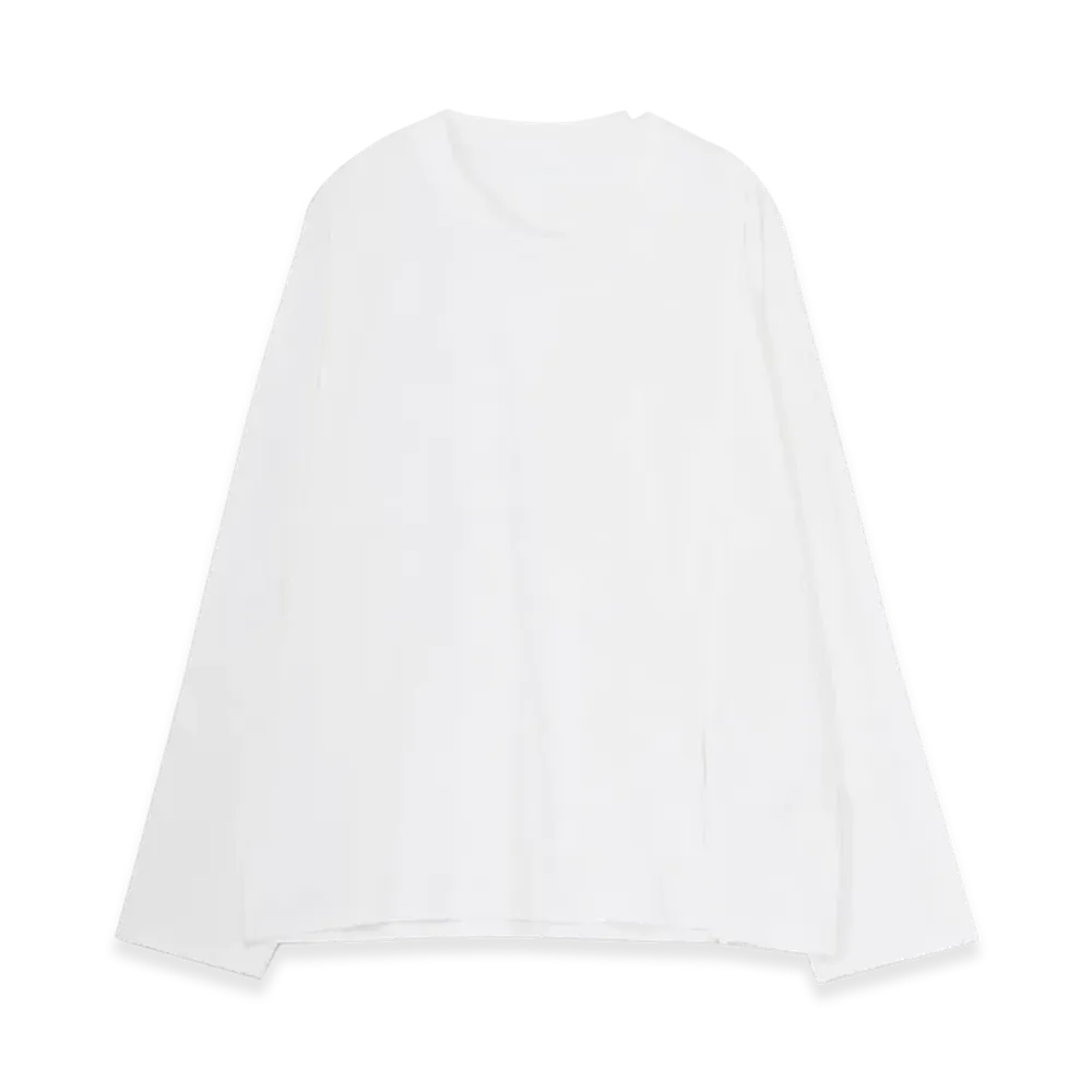 Ground Y Cotton Jersey Mix Block Long Sleeved T-Shirt "White"