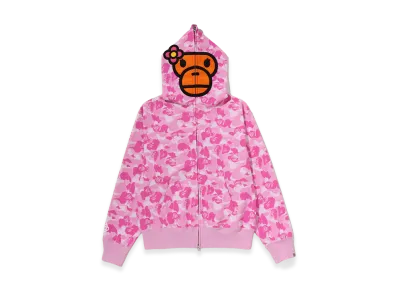 A BATHING APE Women's Baby Lisa ABC Camo Full Zip Hoodie "Pink"